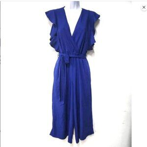 NWOT Anthropologie Hutch Blue Marley Cropped Jumpsuit V-Neck Size SP